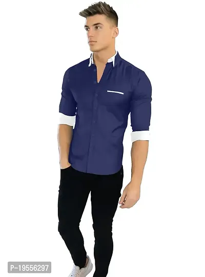 P  V Creations Men?s Slim Fit Solid Casual Cotton Shirt (Endo)-thumb4