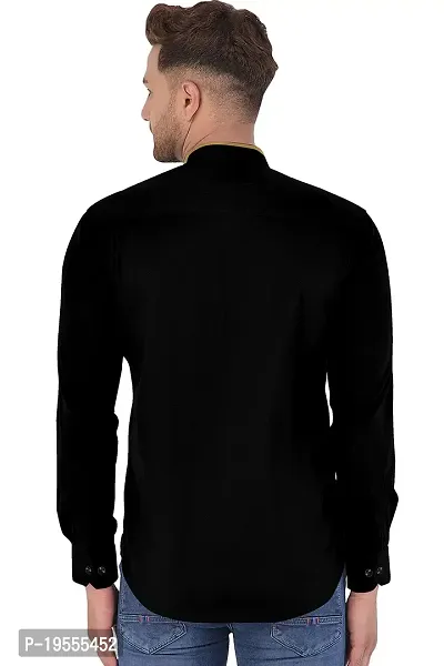 P  V Creations Men Slim Fit Solid Stand Collar Shirt (CHNS)-thumb3