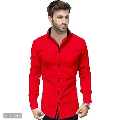 Elegant Cotton Blend Solid Long Sleeves Casual Shirts For Men-thumb0