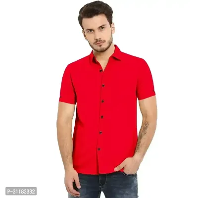 Elegant Cotton Blend Solid Short Sleeves Casual Shirts For Men-thumb0