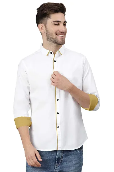 P & V Creations Mens Slim Fit Solid Cotton Casual Shirt (PPG)