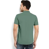 Reliable Green Cotton Blend Solid Long Sleeves Casual Shirt For Men-thumb3