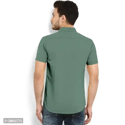 Reliable Green Cotton Blend Solid Long Sleeves Casual Shirt For Men-thumb4