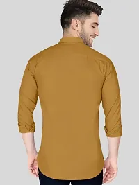 Reliable Yellow Cotton Blend Solid Long Sleeves Casual Shirt For Men-thumb1