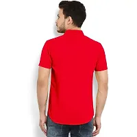 Reliable Red Cotton Blend Solid Short Sleeves Casual Shirt For Men-thumb2