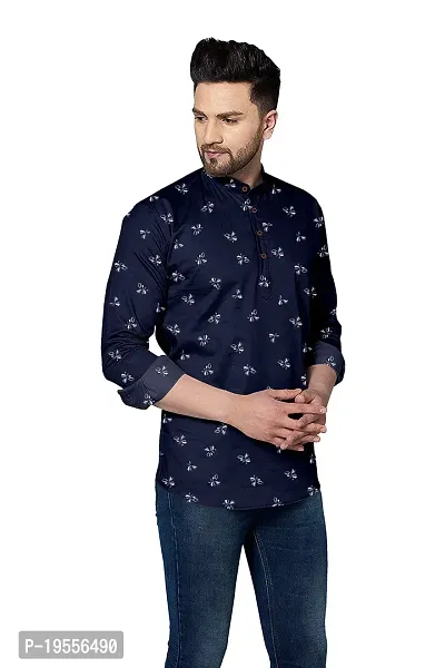 P  V Creations Mens Printed Straight Kurta (Kurta Leaf)