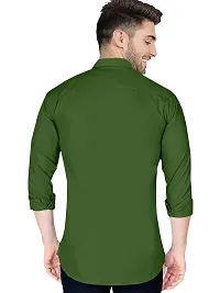 Reliable Green Cotton Blend Solid Long Sleeves Casual Shirt For Men-thumb3