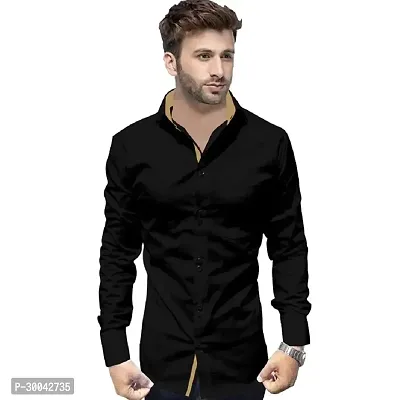 Reliable Black Cotton Blend Solid Long Sleeves Casual Shirt For Men