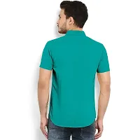 Reliable Green Cotton Solid Short Sleeves Casual Shirt For Men-thumb1