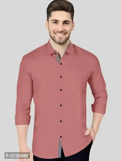 Elegant Cotton Blend Solid Long Sleeves Casual Shirts For Men