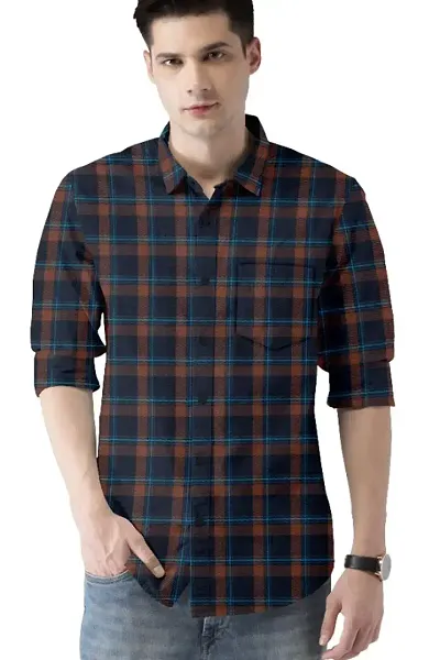 Mens Slim Fit Checkered Stylish Full Sleeve Casual Shirts