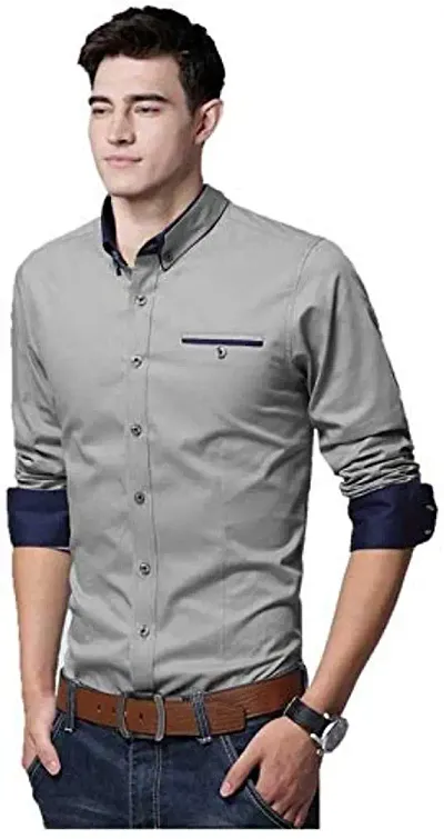 P&V Solid Slim FIT Shirt for Men