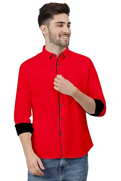 P & V Creations Mens Slim Fit Solid Cotton Casual Shirt (PPG)