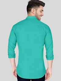 Reliable Green Cotton Blend Solid Long Sleeves Casual Shirt For Men-thumb1