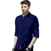 PV Cotton Blend Double Button Solid Slim Fit Shirt-thumb1