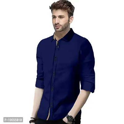 PV Cotton Blend Double Button Solid Slim Fit Shirt-thumb2