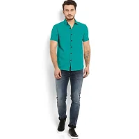 P  V Creations Men?s Slim Fit Solid Casual Cotton Shirt (Beige_Half-S)-thumb2