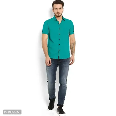 P  V Creations Men?s Slim Fit Solid Casual Cotton Shirt (Beige_Half-S)-thumb3