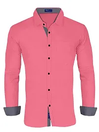 Reliable Pink Cotton Solid Long Sleeves Casual Shirt For Men-thumb2