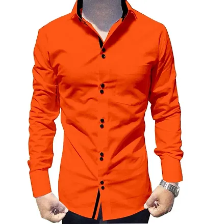 Men's Long Sleeves Solid Slim Fit Casual Shirt