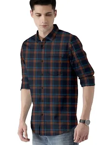 Mens Slim Fit Checkered Stylish Full Sleeve Casual Shirts-thumb1