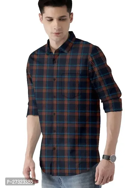 Mens Slim Fit Checkered Stylish Full Sleeve Casual Shirts-thumb2