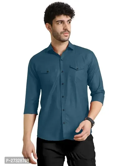 Mens Slim Fit Stylish Full Sleeve Double Pocket Casual Shirts