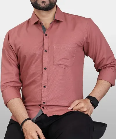 P  V Creations Men Slim Fit Solid Spread Collar Formal Shirt