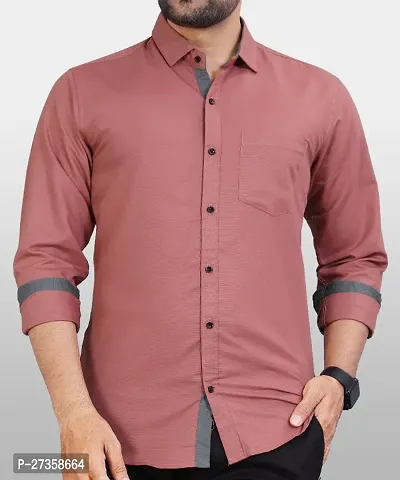 P  V Creations Men Slim Fit Solid Spread Collar Formal Shirt-thumb3