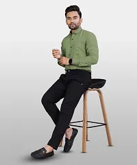 P  V Creations Men Slim Fit Solid Spread Collar Formal Shirt-thumb3