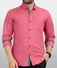 Elegant Pink Cotton Blend Solid Formal Shirts For Men-thumb2