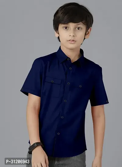 Ethnic Trendz Kids Navy Blue Casual Shirt-thumb0