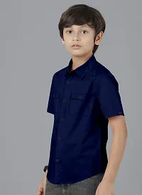 Ethnic Trendz Kids Navy Blue Casual Shirt-thumb3