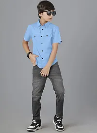 Ethnic Trendz Kids Sky Blue Casual Shirt-thumb1