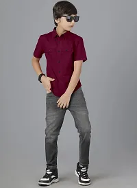 Ethnic Trendz Kids Maroon Casual Shirt-thumb1