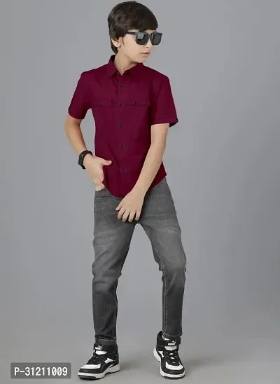 Ethnic Trendz Kids Maroon Casual Shirt-thumb2