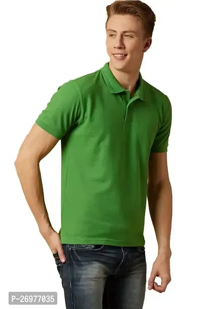 Trendy Green Cotton Solid Polos For Men-thumb0