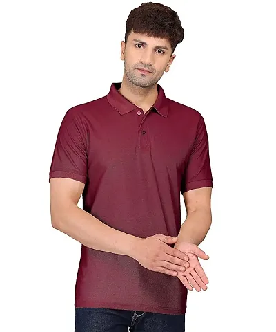 Reliable Polyester Blend Solid Polos T-Shirt For Men