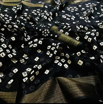Stylish Cotton Slub Bandhani Printed Sarees