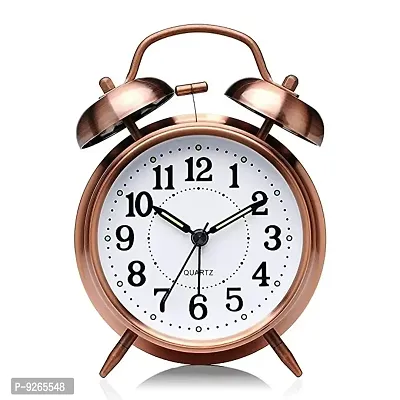 Alarm Clock for Heavy Sleepers -  Twin Bell Alarm Clocks for Boys and Girls, Table Alarm Clock with Light, Extra Loud Alarm Clock for Students with Sweep Movement (color - copper)-thumb0