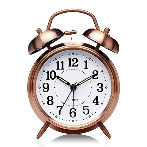 Alarm Clock for Heavy Sleepers -  Twin Bell Alarm Clocks for Boys and Girls, Table Alarm Clock with Light, Extra Loud Alarm Clock for Students with Sweep Movement (color - copper)