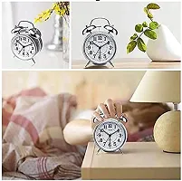 Vintage Alarm Clock for Heavy Sleepers -  Twin Bell Alarm Clocks for Boys and Girls, Table Alarm Clock with Light, Extra Loud Alarm Clock for Students with Sweep Movement (color - silver)-thumb1