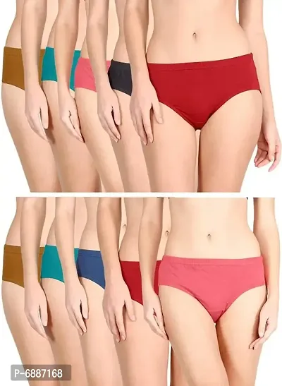 Combo Women Cotton Solid Hipster Briefs