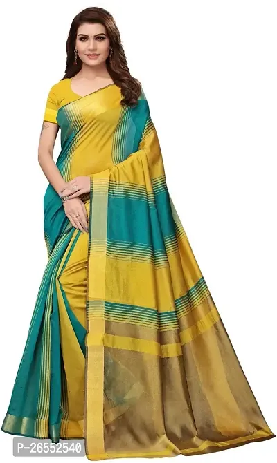 Designer Cotton Blend Saree With Blouse Piece For Women-thumb0