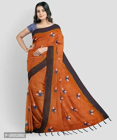 Designer Cotton Blend Saree With Blouse Piece For Women-thumb3