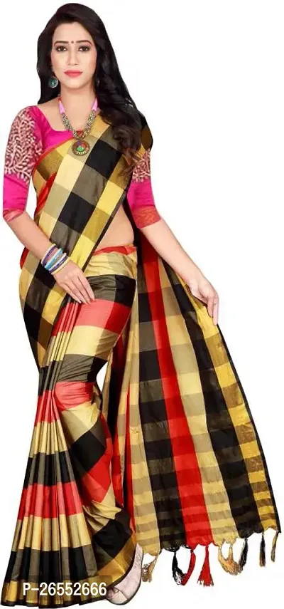 Designer Cotton Silk Saree With Blouse Piece For Women-thumb0