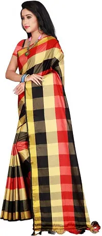 Designer Cotton Blend Saree With Blouse Piece For Women-thumb1