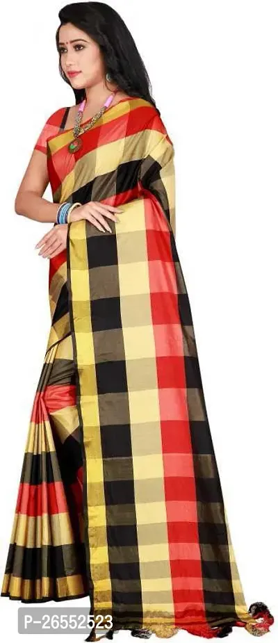 Designer Cotton Blend Saree With Blouse Piece For Women-thumb2