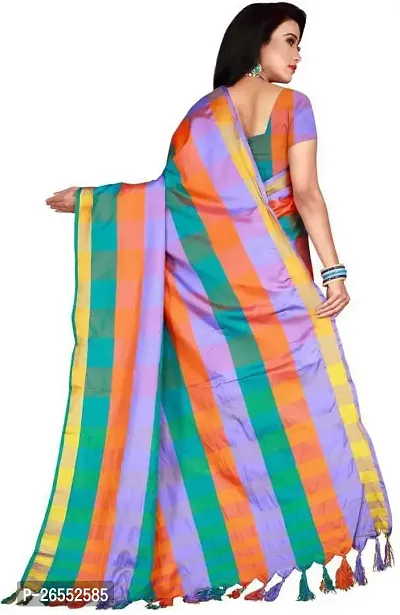 Designer Cotton Blend Saree With Blouse Piece For Women-thumb3