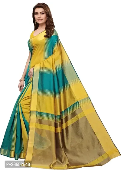 Designer Cotton Blend Saree With Blouse Piece For Women-thumb3